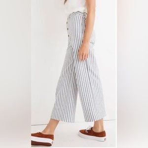 Madewell Emmett High Rise Wide-Leg Crop Pants in Stripe: Button-Front Edition